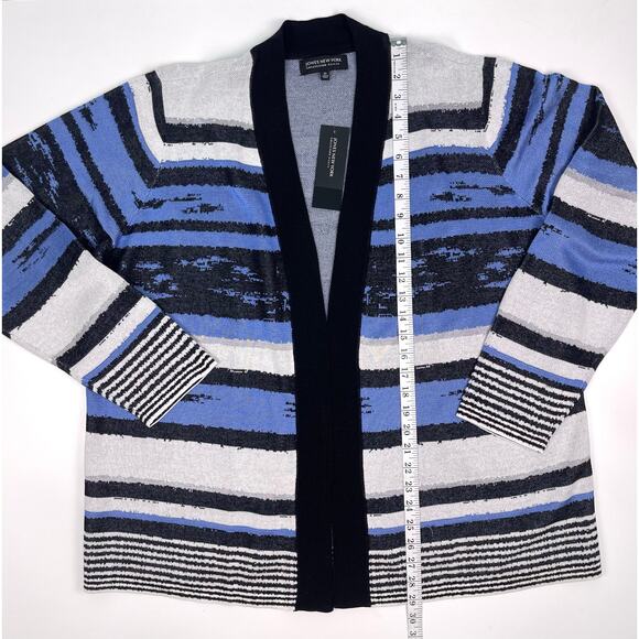NWT Jones New York Blue and Black Striped Open Cardigan Sweater Size 2X - Picture 7 of 8